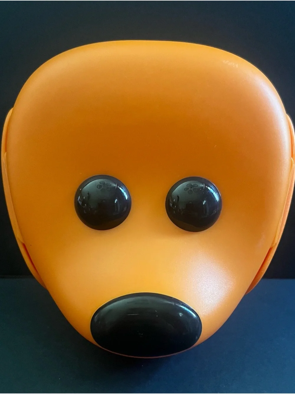 Kids IKEA SMASKA Orange Dog Face Storage Container with Black Accents